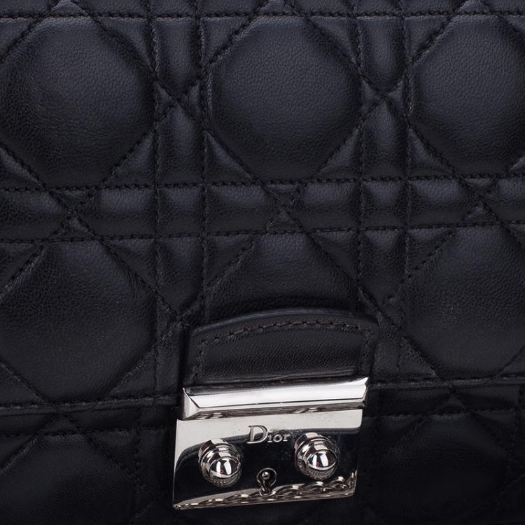 Pre Owned Dior Black Cannage Quilted Calfskin Miss Dior Promenade Pouch Clutch Bag