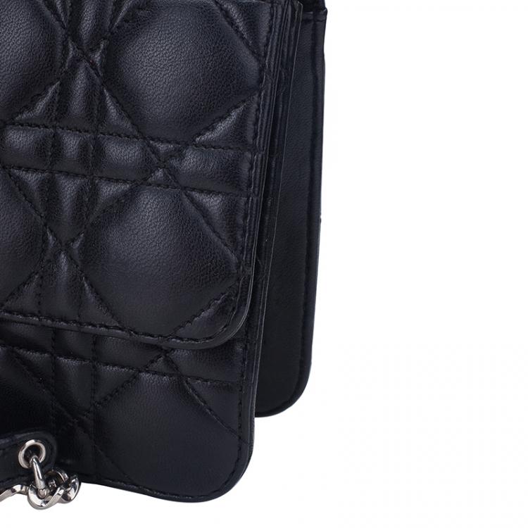 Pre Owned Dior Black Cannage Quilted Calfskin Miss Dior Promenade Pouch Clutch Bag