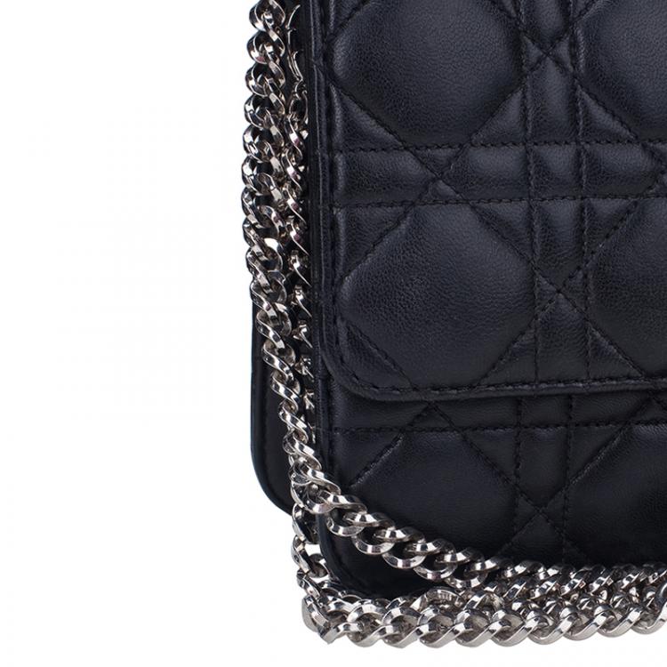 Pre Owned Dior Black Cannage Quilted Calfskin Miss Dior Promenade Pouch Clutch Bag