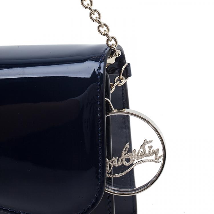 Pre Owned Christian Louboutin Navy Blue Patent Leather Riviera Clutch