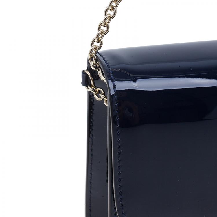 Pre Owned Christian Louboutin Navy Blue Patent Leather Riviera Clutch