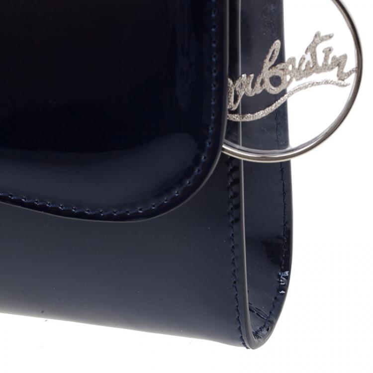 Pre Owned Christian Louboutin Navy Blue Patent Leather Riviera Clutch