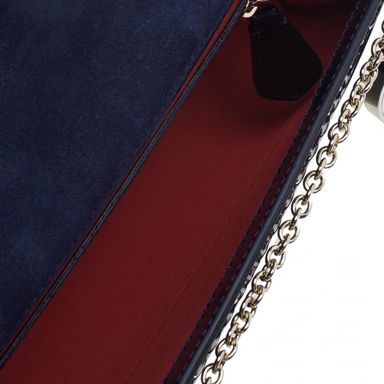 Pre Owned Christian Louboutin Navy Blue Patent Leather Riviera Clutch