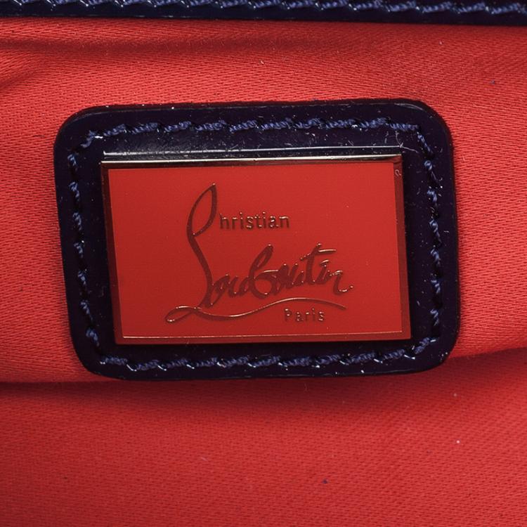 Pre Owned Christian Louboutin Navy Blue Patent Leather Riviera Clutch