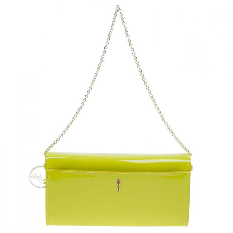 Pre Owned Christian Louboutin Yellow Patent Leather Riviera Clutch