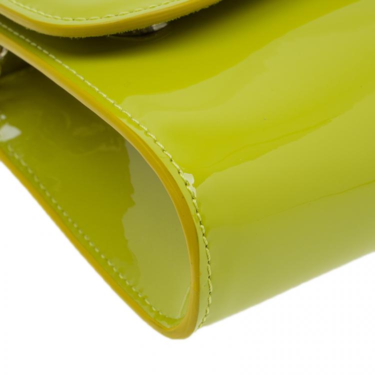 Pre Owned Christian Louboutin Yellow Patent Leather Riviera Clutch