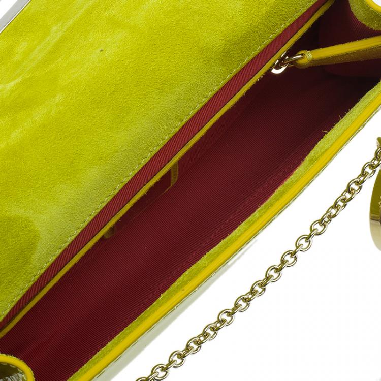 Pre Owned Christian Louboutin Yellow Patent Leather Riviera Clutch