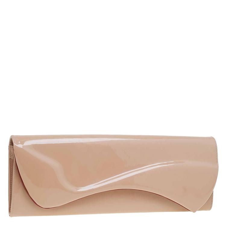 Pre Owned Christian Louboutin Nude Patent Leather Pigalle Clutch