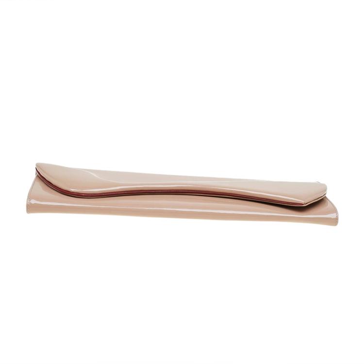 Pre Owned Christian Louboutin Nude Patent Leather Pigalle Clutch