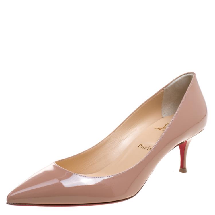 Pre Owned Christian Louboutin Beige Patent Leather Pigalle Follies Pumps Size 40