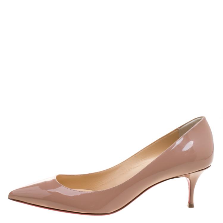 Pre Owned Christian Louboutin Beige Patent Leather Pigalle Follies Pumps Size 40