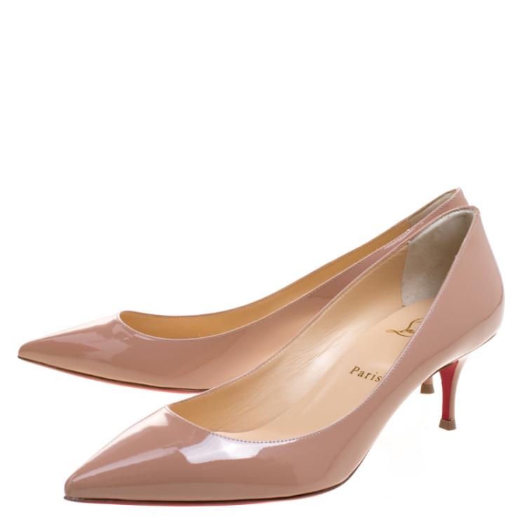 Pre Owned Christian Louboutin Beige Patent Leather Pigalle Follies Pumps Size 40