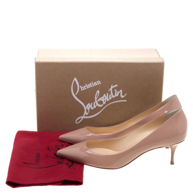 Pre Owned Christian Louboutin Beige Patent Leather Pigalle Follies Pumps Size 40