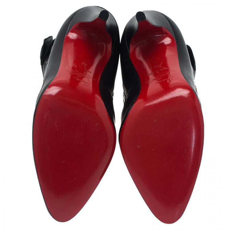 Pre Owned Christian Louboutin Black Lambskin Ankle Boots Size 39