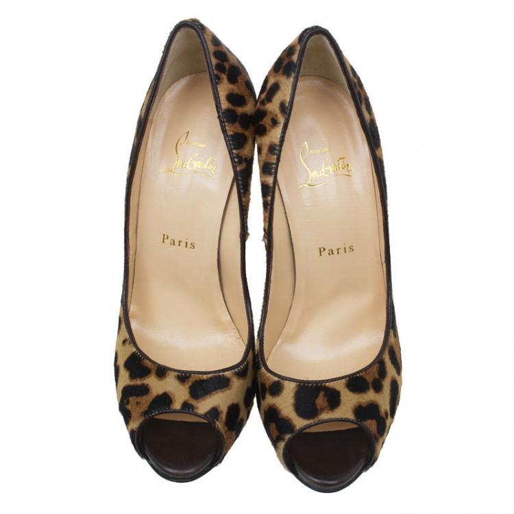 Pre Owned Christian Louboutin Pony Hair Maryl Peep Toe Pumps Size 39