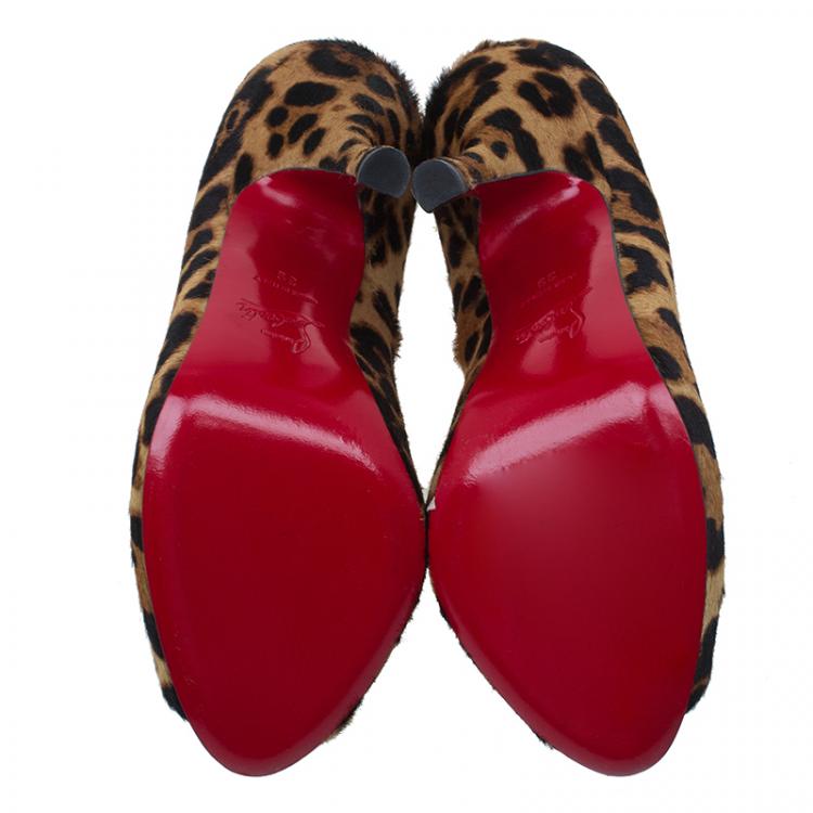 Pre Owned Christian Louboutin Pony Hair Maryl Peep Toe Pumps Size 39