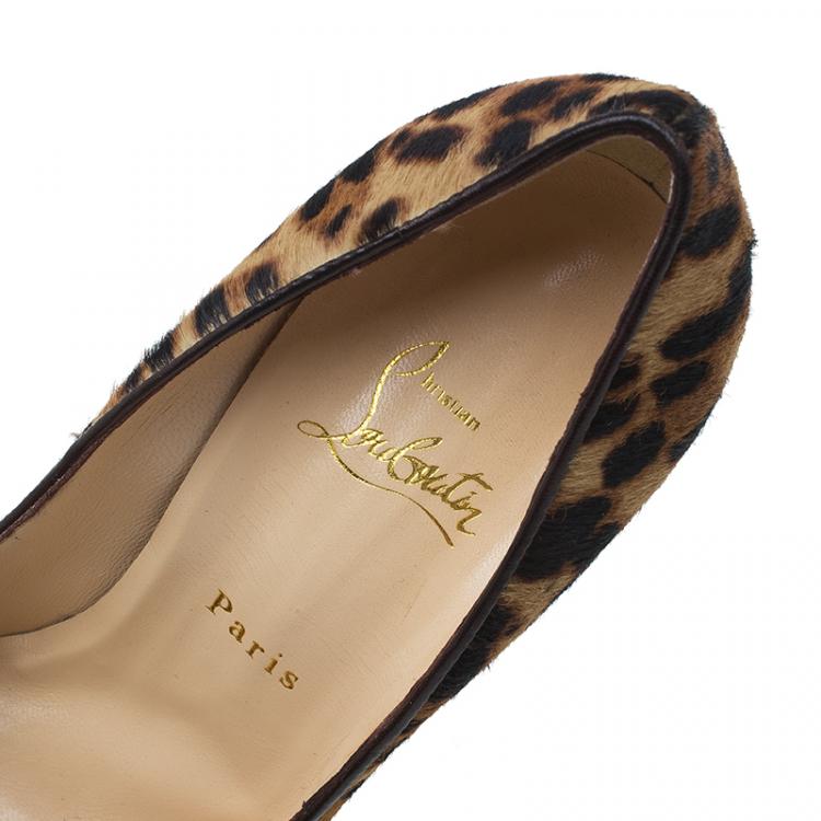 Pre Owned Christian Louboutin Pony Hair Maryl Peep Toe Pumps Size 39