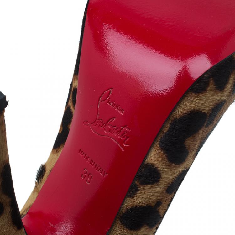 Pre Owned Christian Louboutin Pony Hair Maryl Peep Toe Pumps Size 39