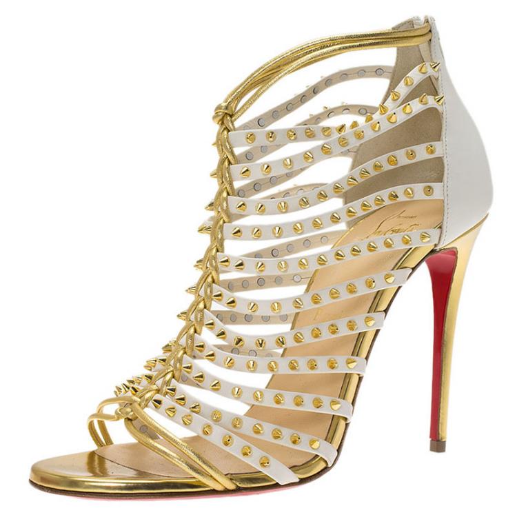 white and gold christian louboutins