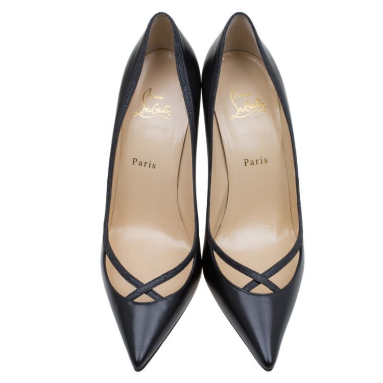 Pre Owned Christian Louboutin Black Leather Princess Pumps Size 41