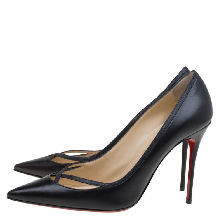 Pre Owned Christian Louboutin Black Leather Princess Pumps Size 41