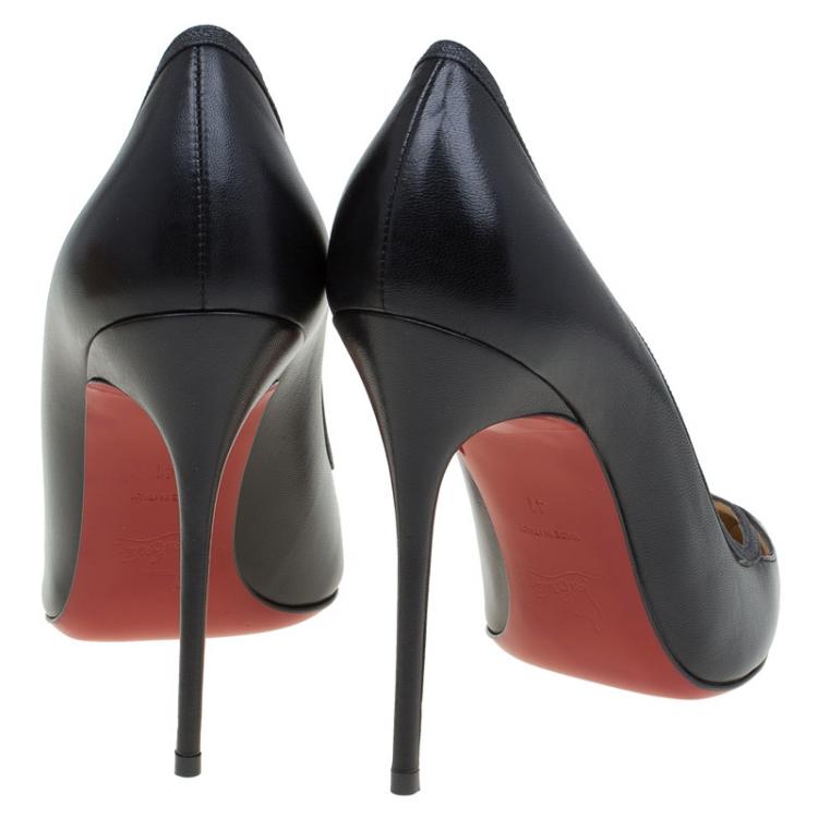 Pre Owned Christian Louboutin Black Leather Princess Pumps Size 41