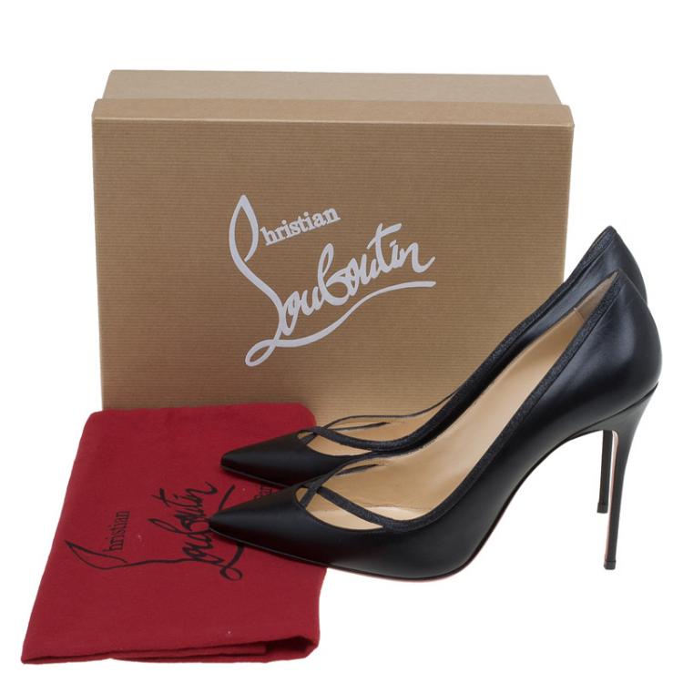 Pre Owned Christian Louboutin Black Leather Princess Pumps Size 41
