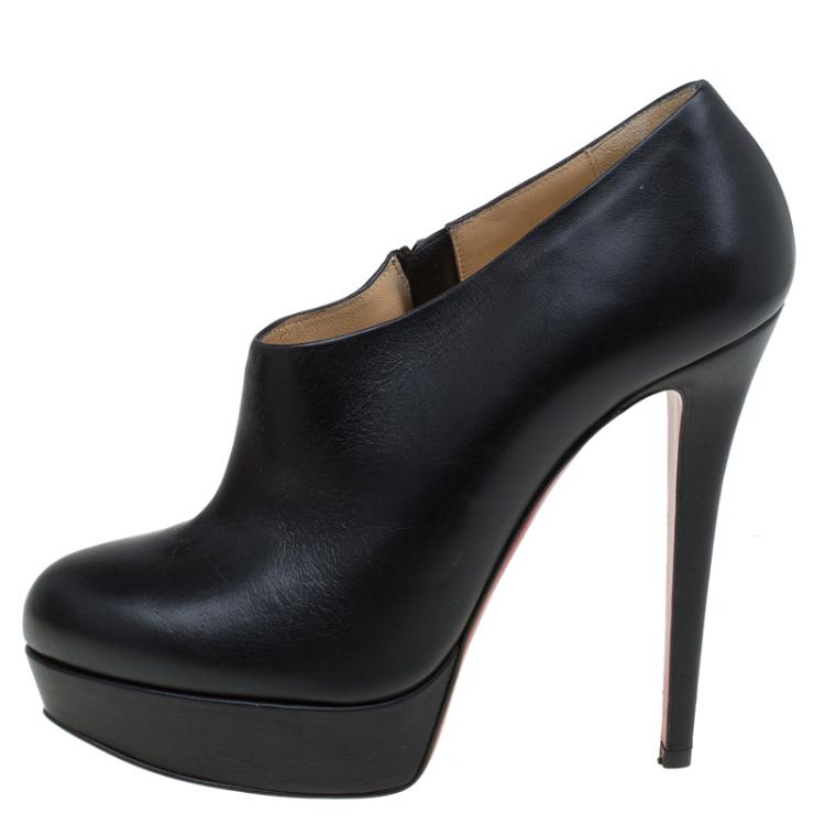 Pre Owned Christian Louboutin Black Leather Miss  Ankle Boots Size 39