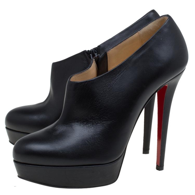 Pre Owned Christian Louboutin Black Leather Miss  Ankle Boots Size 39