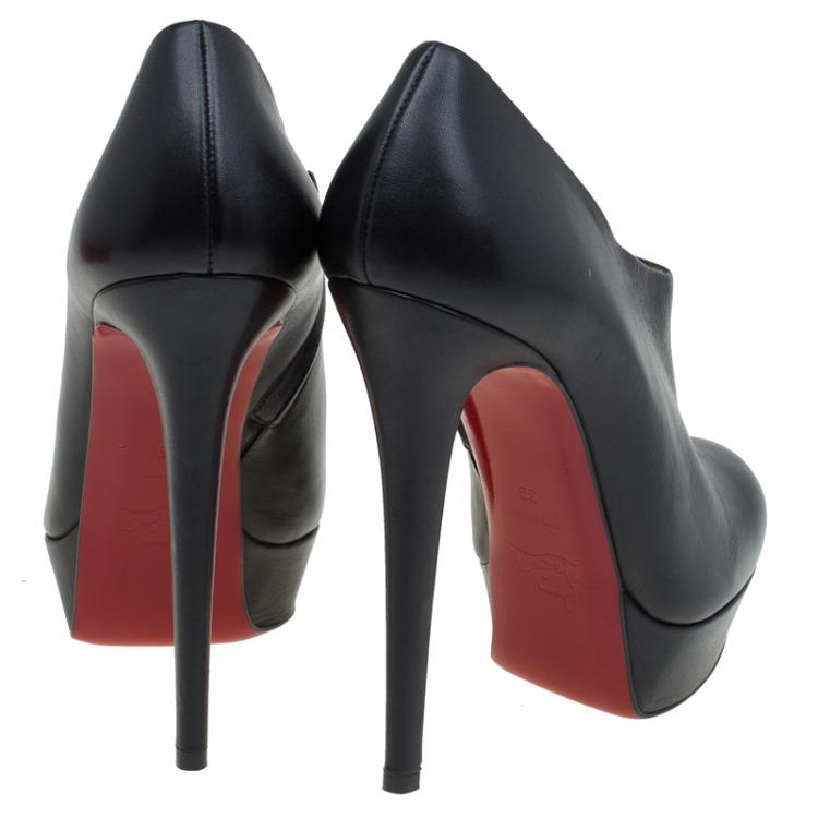 Pre Owned Christian Louboutin Black Leather Miss  Ankle Boots Size 39