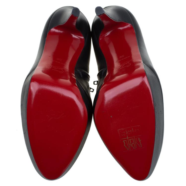 Pre Owned Christian Louboutin Black Leather Miss  Ankle Boots Size 39