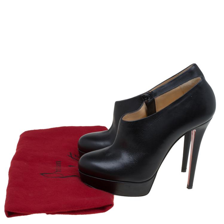 Pre Owned Christian Louboutin Black Leather Miss  Ankle Boots Size 39