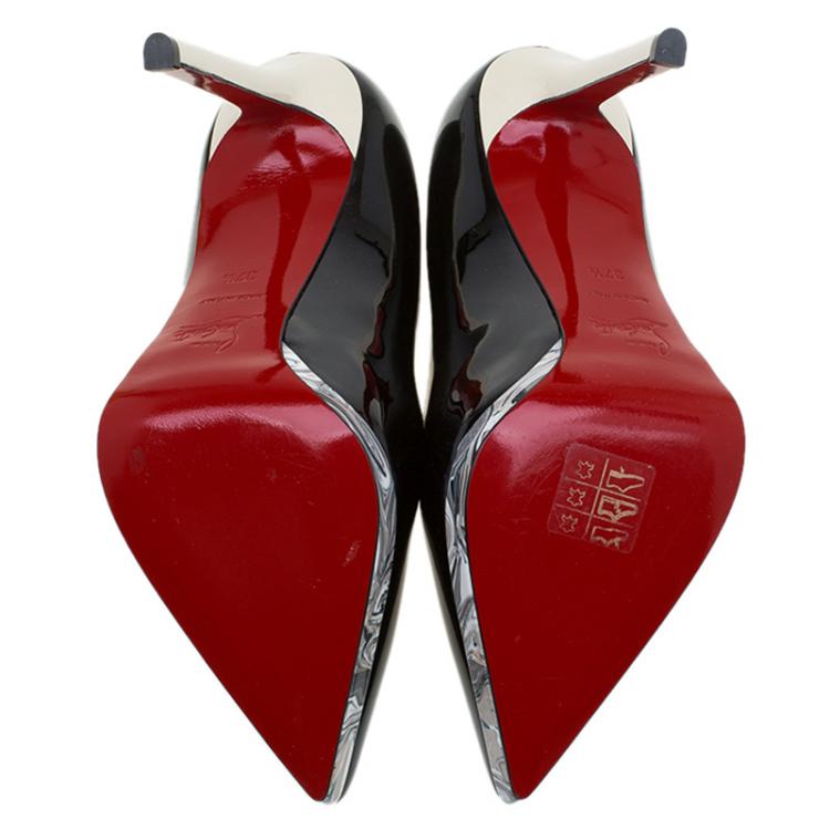 Pre Owned Christian Louboutin Black Patent Pigalle Plato Pumps Size 37.5