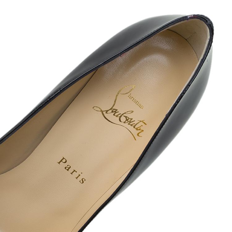 Pre Owned Christian Louboutin Black Patent Pigalle Plato Pumps Size 37.5