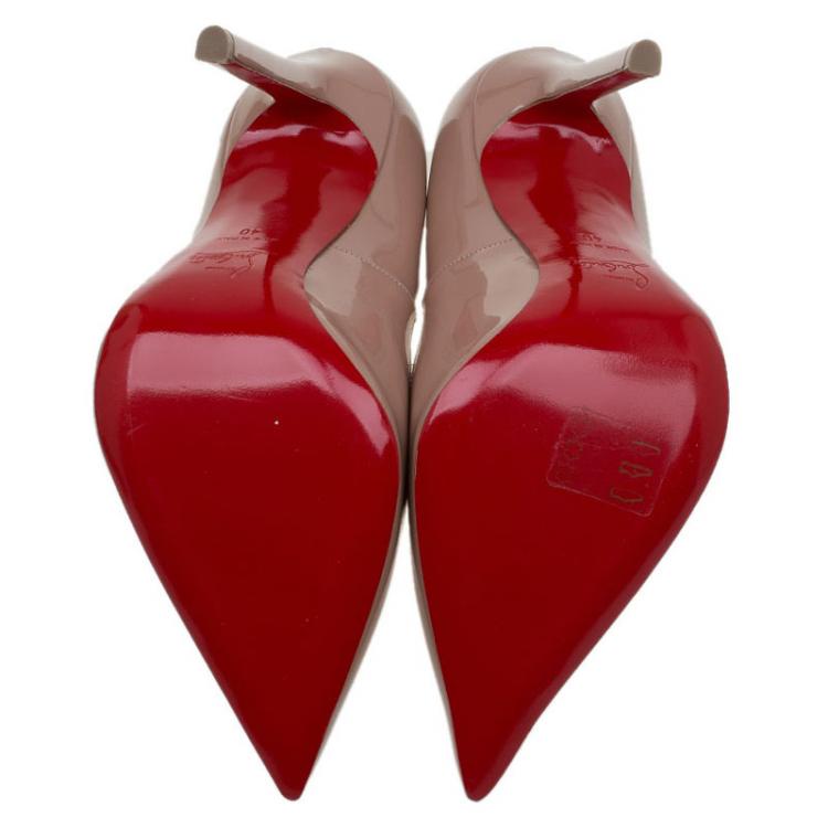 Pre Owned Christian Louboutin Beige Patent Pigalle Pumps Size 40