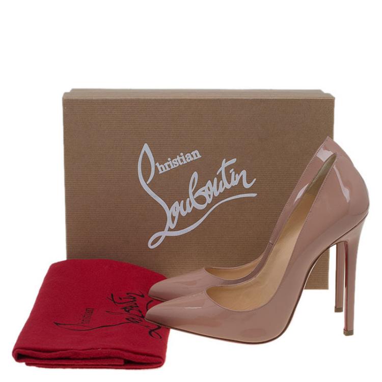Pre Owned Christian Louboutin Beige Patent Pigalle Pumps Size 40