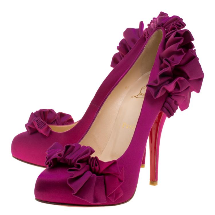Pre Owned Christian Louboutin Pink Satin Escandria Pumps Size 39