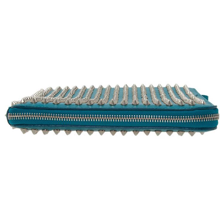 Pre Owned Christian Louboutin Teal Spiked Leather Cris iPad Case  