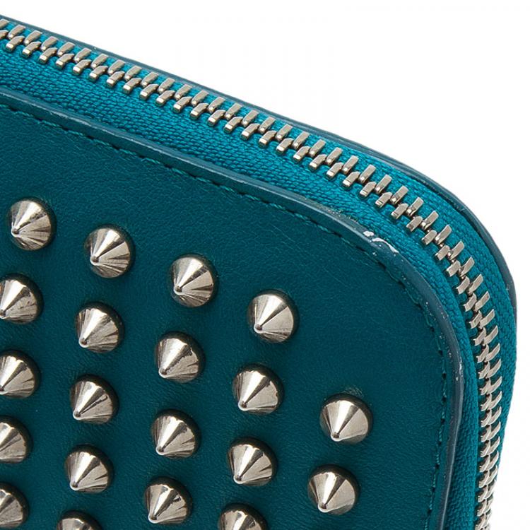 Pre Owned Christian Louboutin Teal Spiked Leather Cris iPad Case  