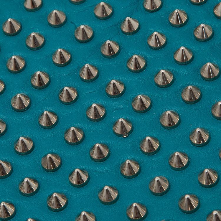 Pre Owned Christian Louboutin Teal Spiked Leather Cris iPad Case  