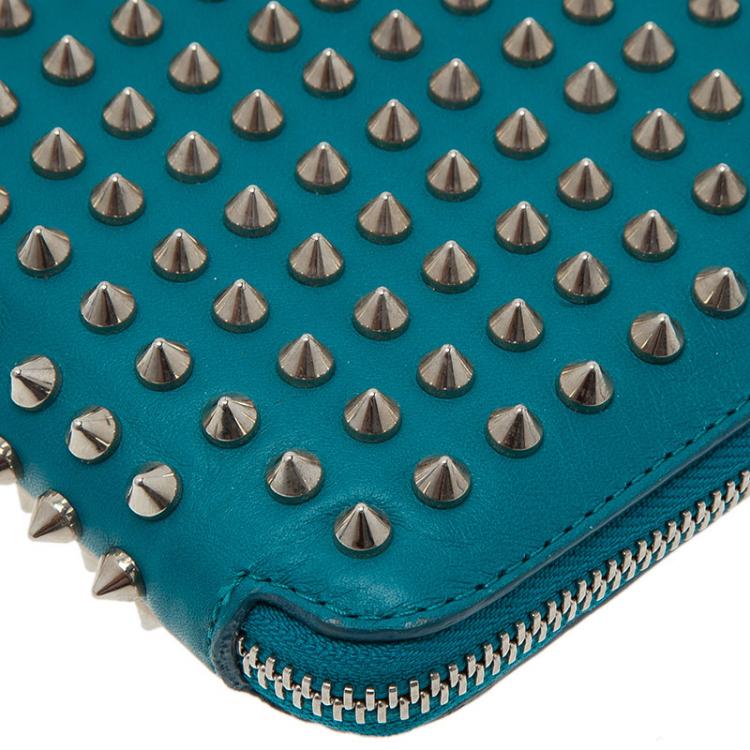 Pre Owned Christian Louboutin Teal Spiked Leather Cris iPad Case  