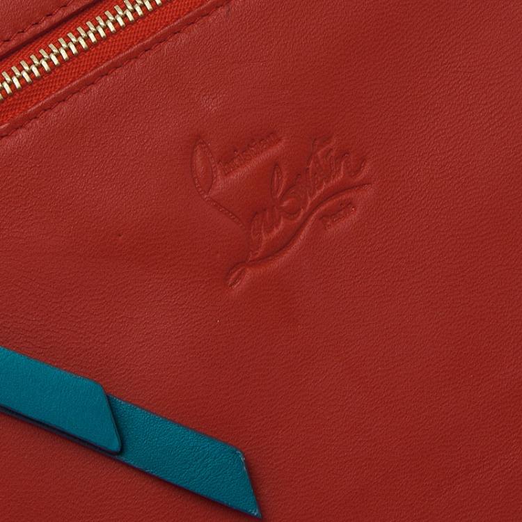 Pre Owned Christian Louboutin Teal Spiked Leather Cris iPad Case  