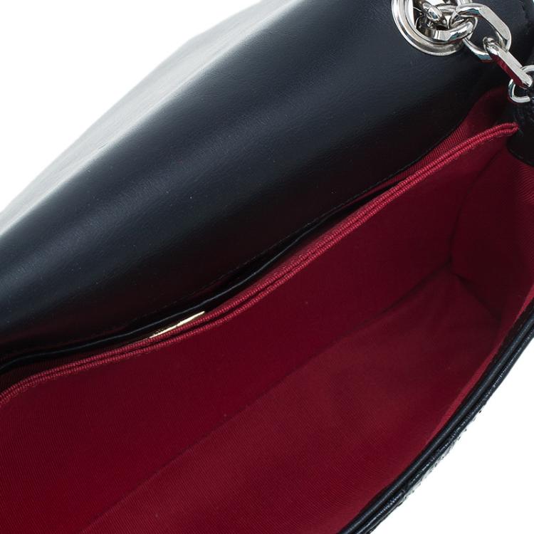 Pre Owned Christian Louboutin Black Python Spike Shoulder Bag
