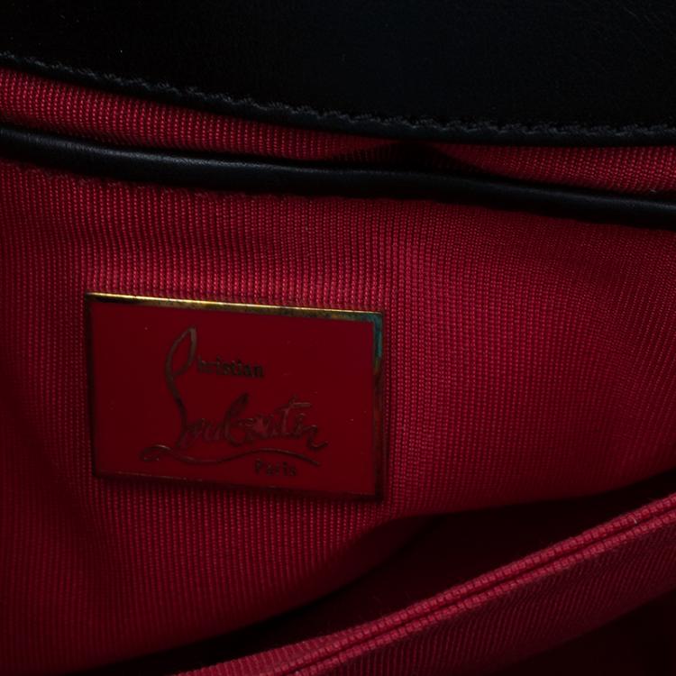 Pre Owned Christian Louboutin Black Python Spike Shoulder Bag