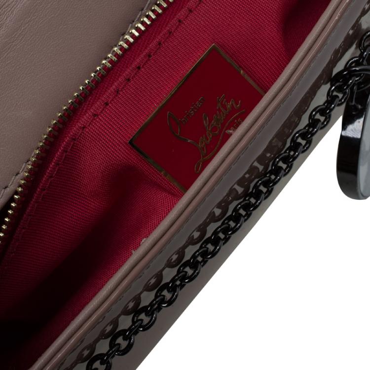 Pre Owned Christian Louboutin Beige Patent Leather Riviera Clutch