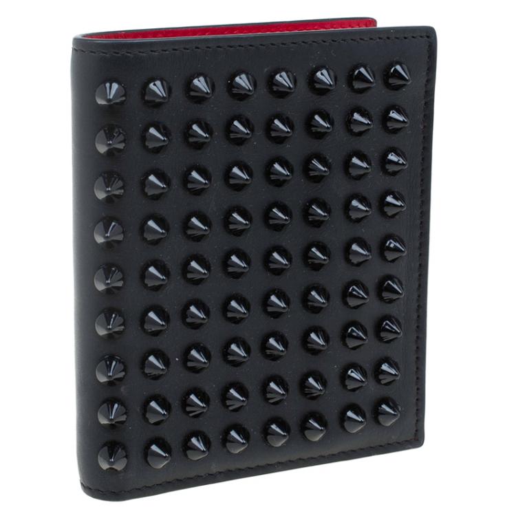 Pre Owned Christian Louboutin Black Spike Leather Paros Wallet