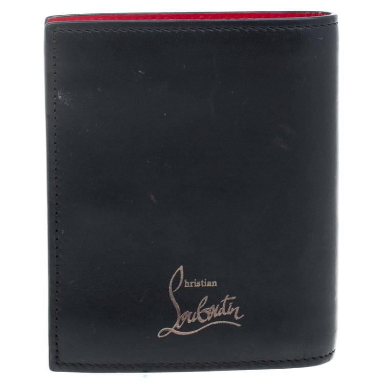 Pre Owned Christian Louboutin Black Spike Leather Paros Wallet