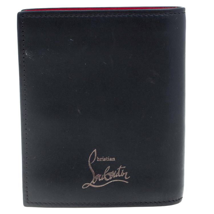 Pre Owned Christian Louboutin Black Spike Leather Paros Wallet