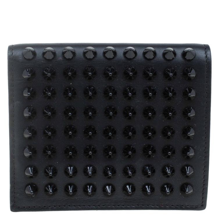 Pre Owned Christian Louboutin Black Spike Leather Paros Wallet