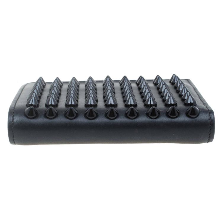 Pre Owned Christian Louboutin Black Spike Leather Paros Wallet